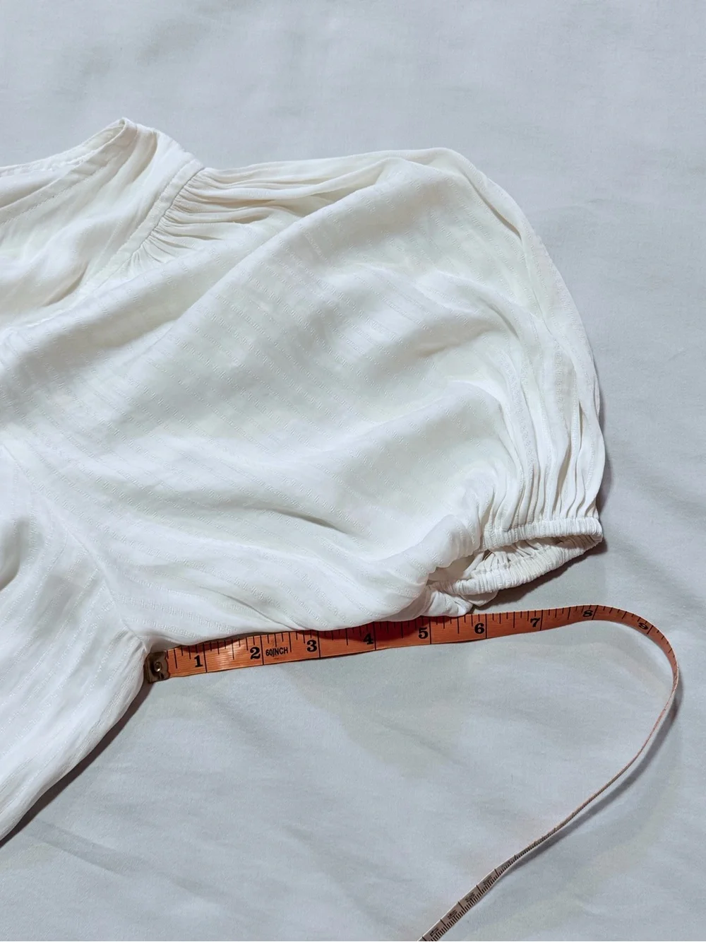 Anthropologie Drapey Henley Pleated Puff Sleeve Top White Extra Small XS